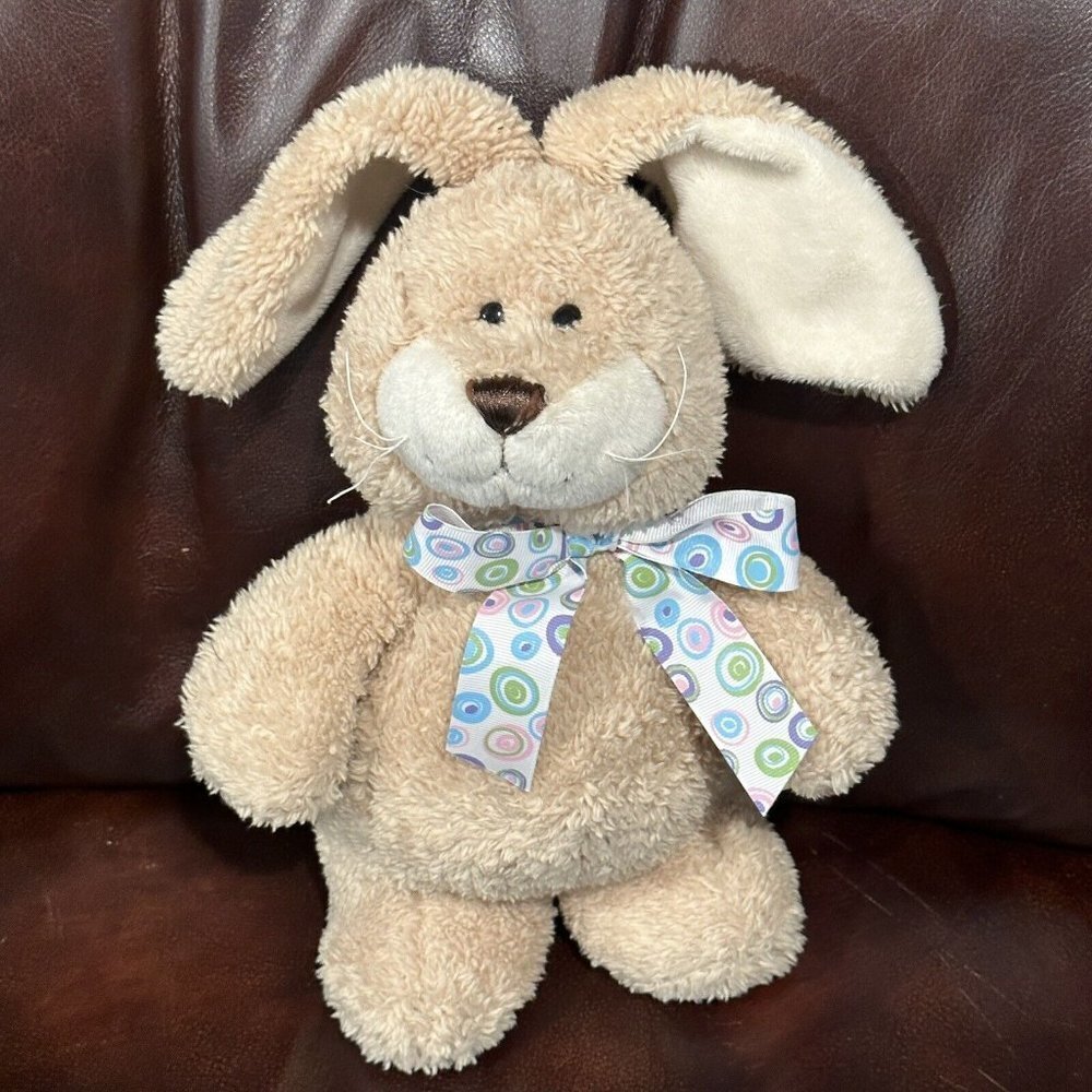 Gund Bunny Rabbit Easter Plush 12 Inch Tan Floppy Ear Stuffed Animal Bowtie